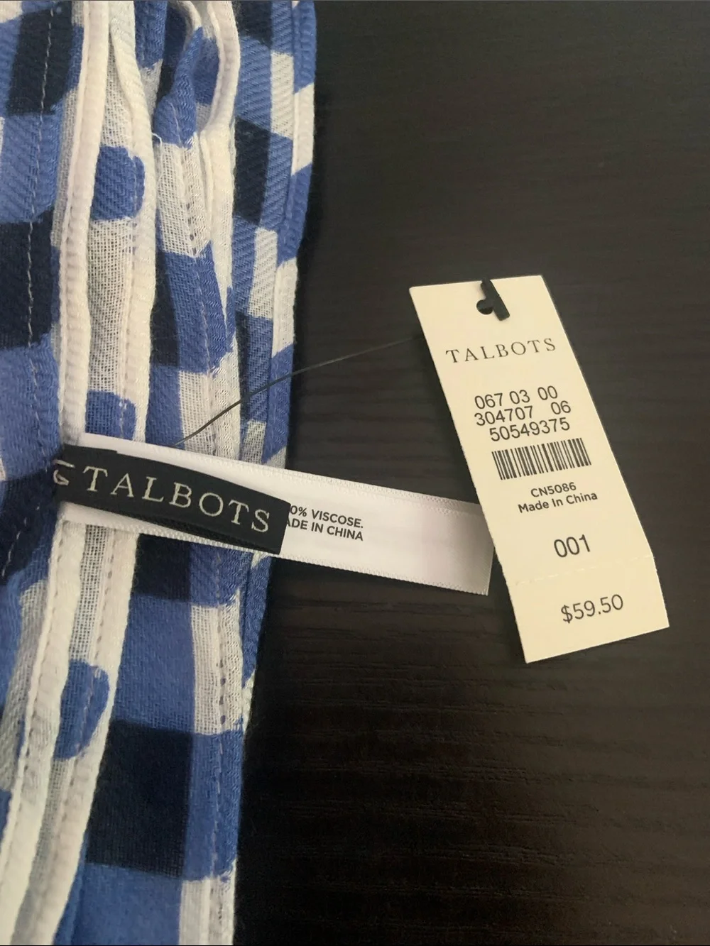Talbots Blue and White Scarf/Wrap 70x25 inches rectangular NWT